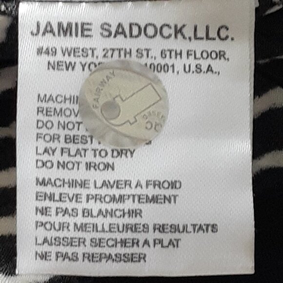 Jamie Sadock Textured Striped V-Neck Short Sleeve Top Black White Size L - Picture 13 of 15